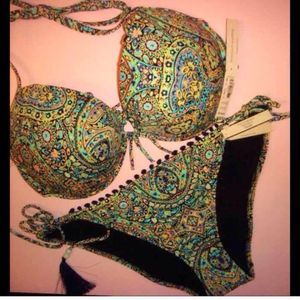 NWT VS BIKINI MOSAIC GARDEN GREEN BLUE FABULOUS